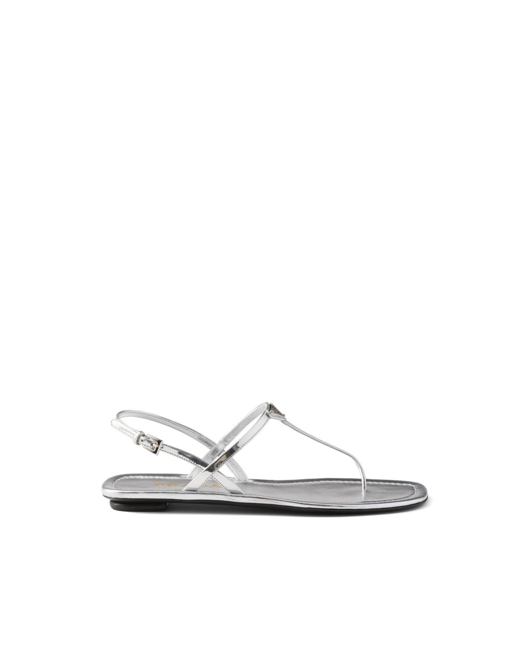 Prada White Metallic Leather Thong Sandals
