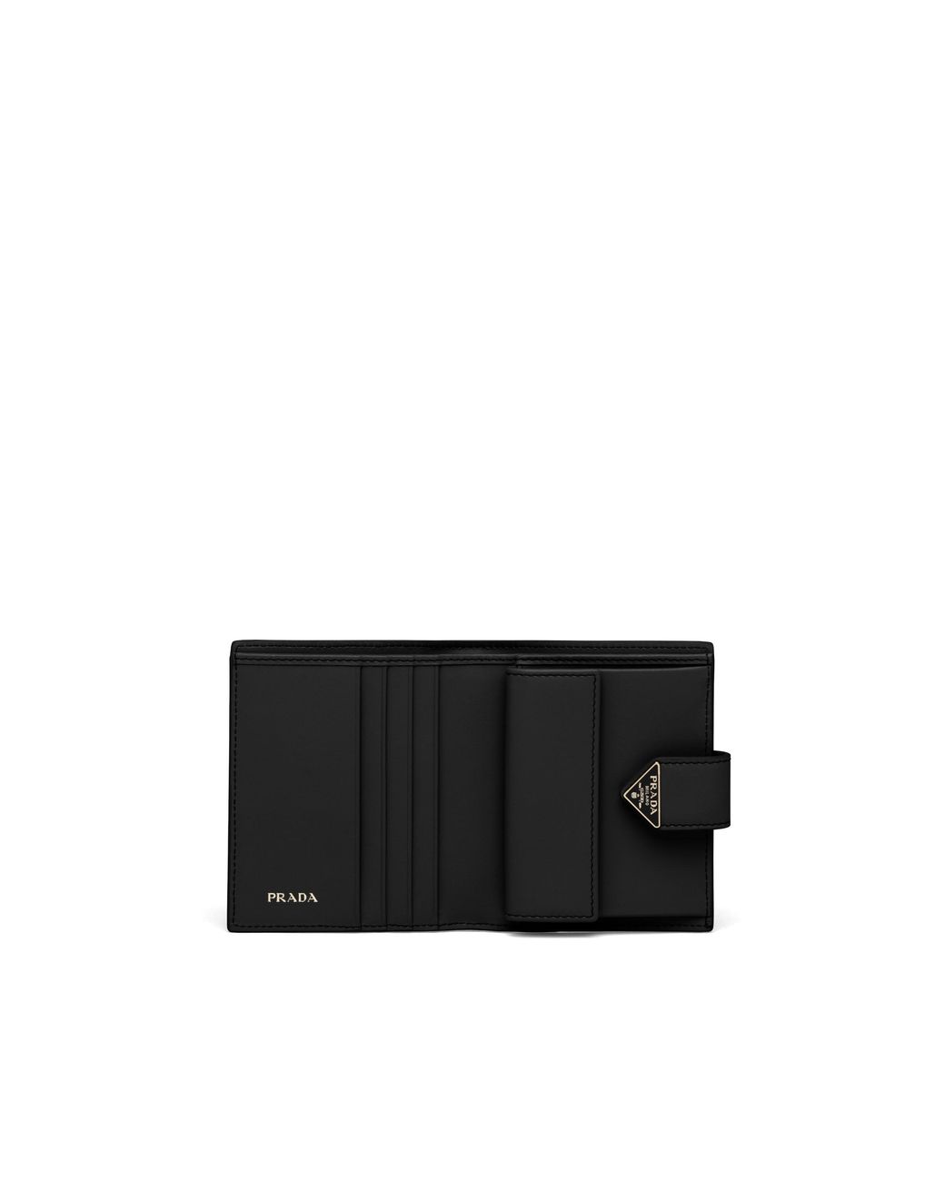 Prada Black Small Saffiano And Smooth Leather Wallet