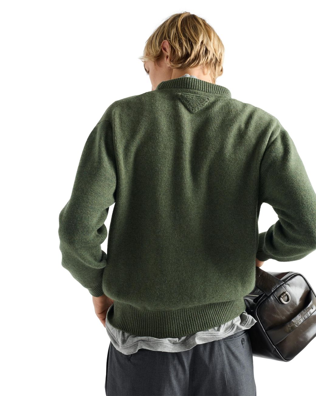 Prada Green Re-Cashmere Crew-Neck Sweater for men