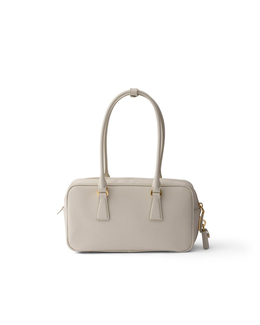 Prada White Small Saffiano Leather Top-Handle Bag, Chalk