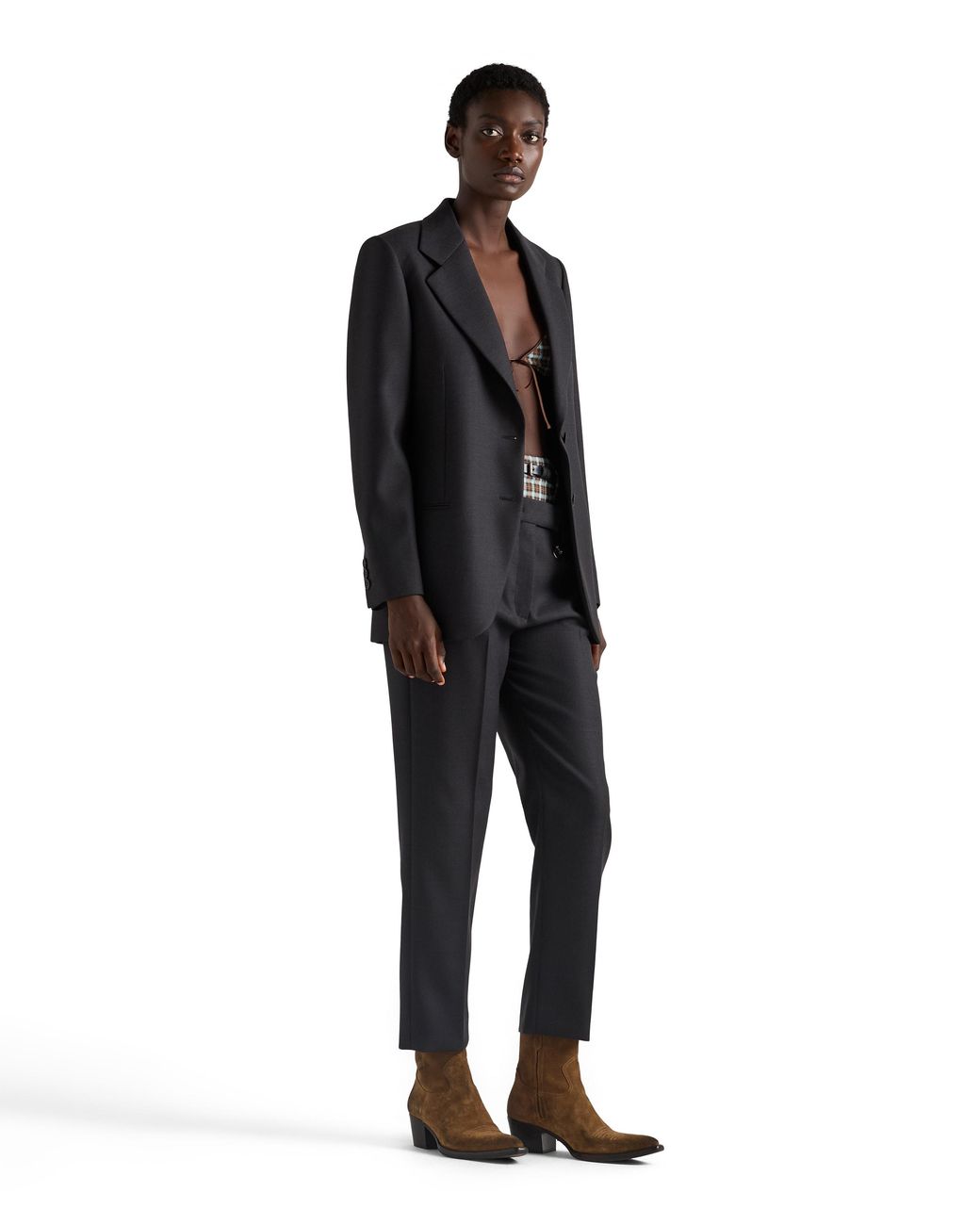 Prada Black Wool Gabardine Pants With Pin