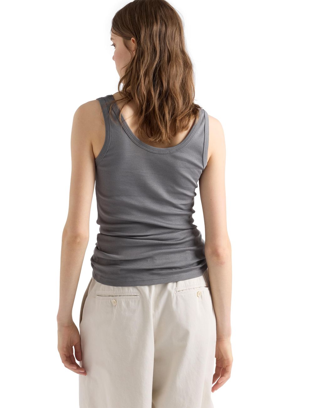 Prada Gray Ribbed Knit Tank Top