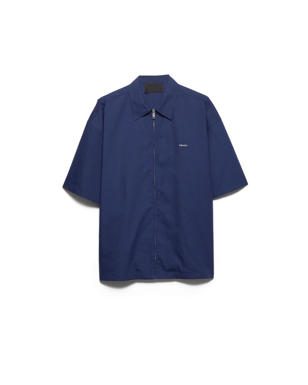 Prada Short-Sleeved Technical Cotton Shirt, Bluette for men