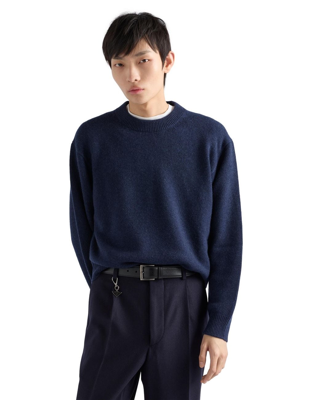 Prada Blue Re-Cashmere Crew-Neck Sweater for men