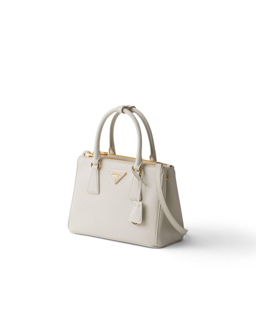 Prada White Galleria Small Saffiano Leather Bag, Chalk