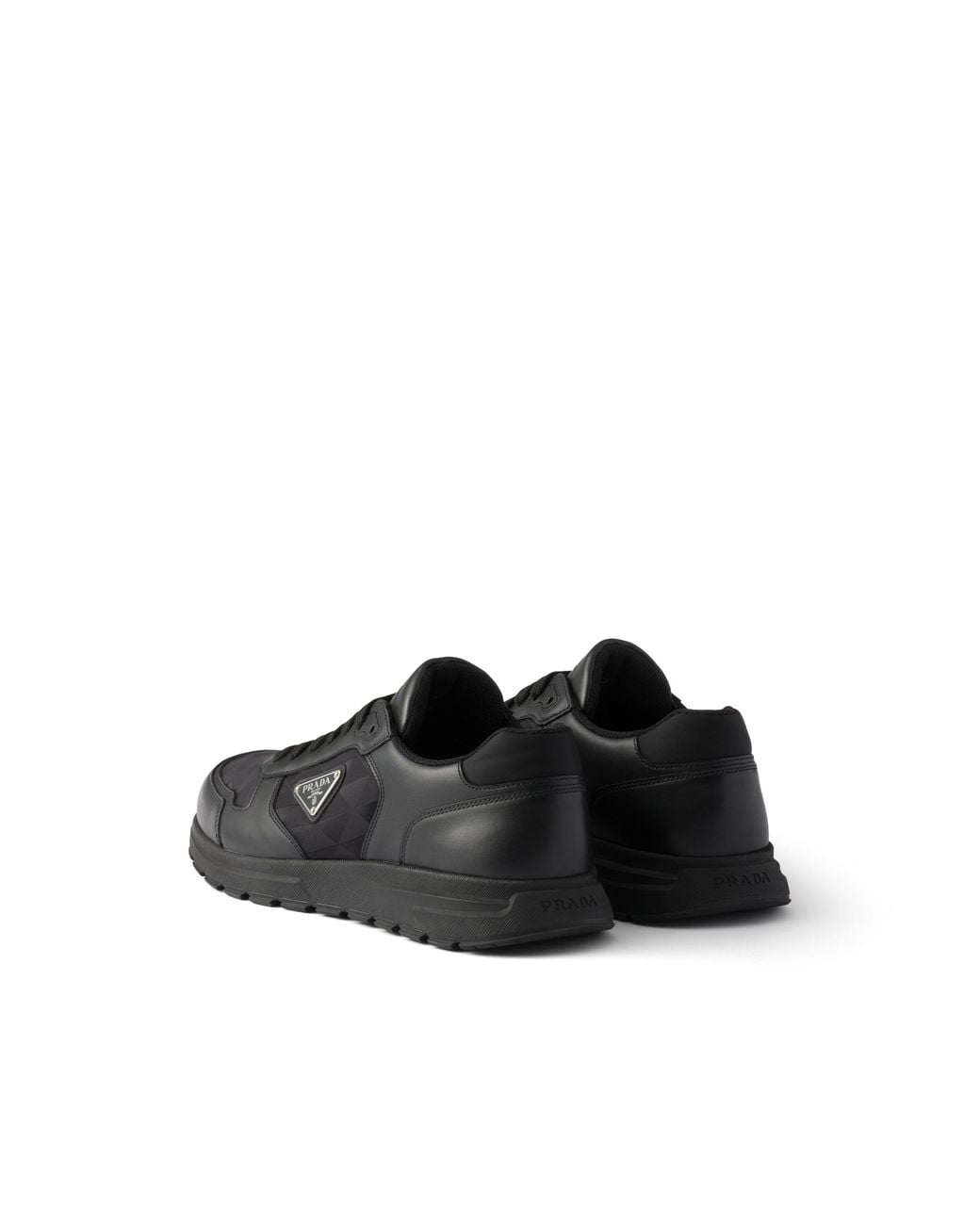 Prada Black Prax 2.0 Re-Nylon And Leather Sneakers, Size 5 for men