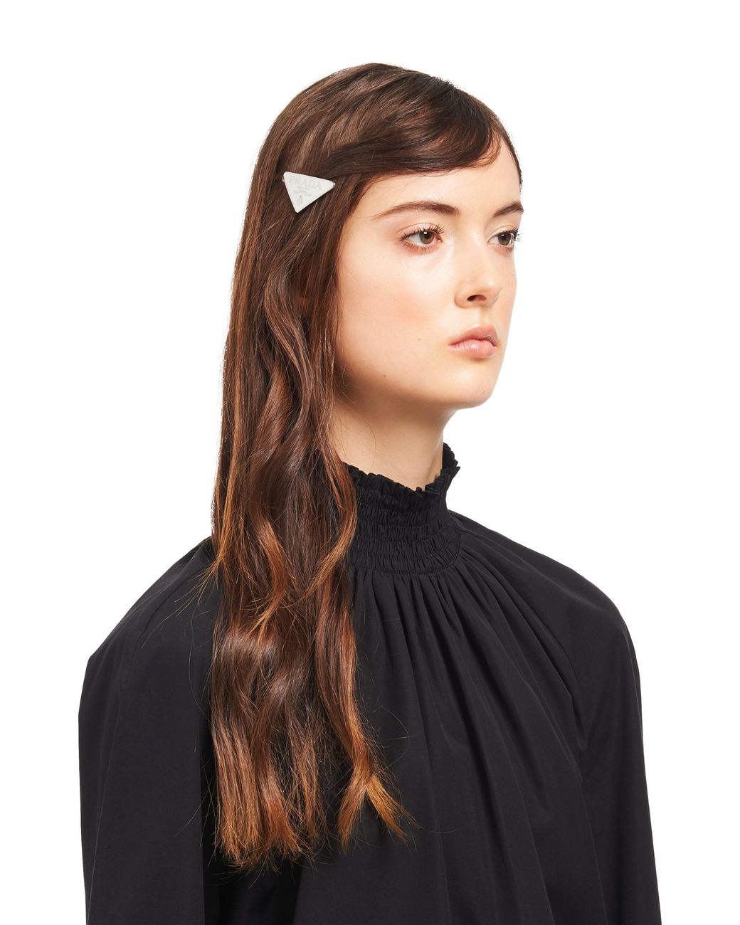 Prada White 2Er-Set Haarspangen Mit Triangel-Logo
