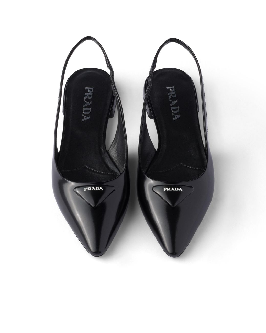 Prada White Brushed Leather Ballerina Slingbacks