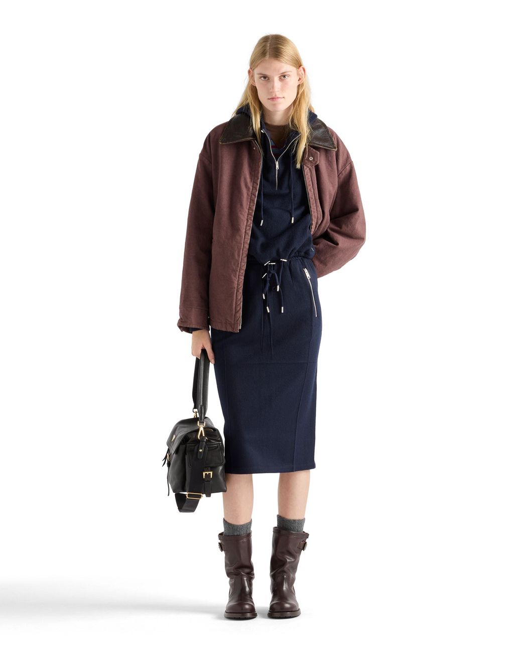 Prada Blue Wool-Cashmere Midi Skirt