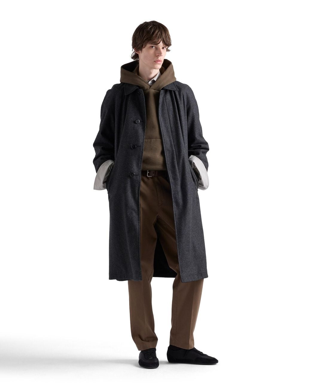 Prada Brown Washed Cotton Pants for men