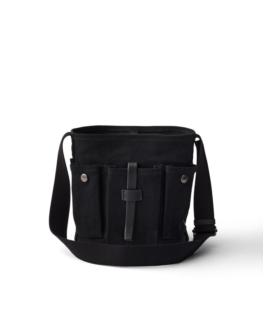 Prada Black Route Mini Canvas And Leather Bucket Bag