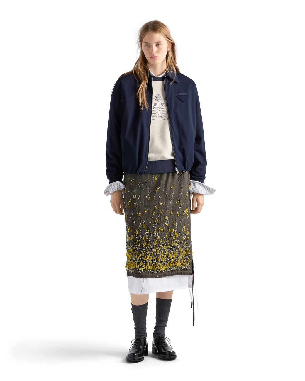 Prada Blue Reversible Jersey Blouson Jacket