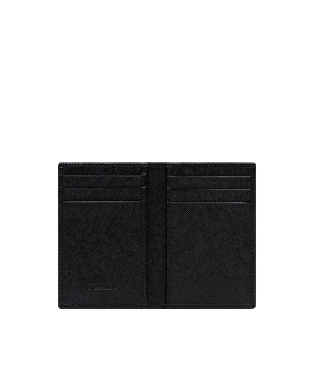 Prada Black Logo-Plaque Leather Bifold Wallet for men