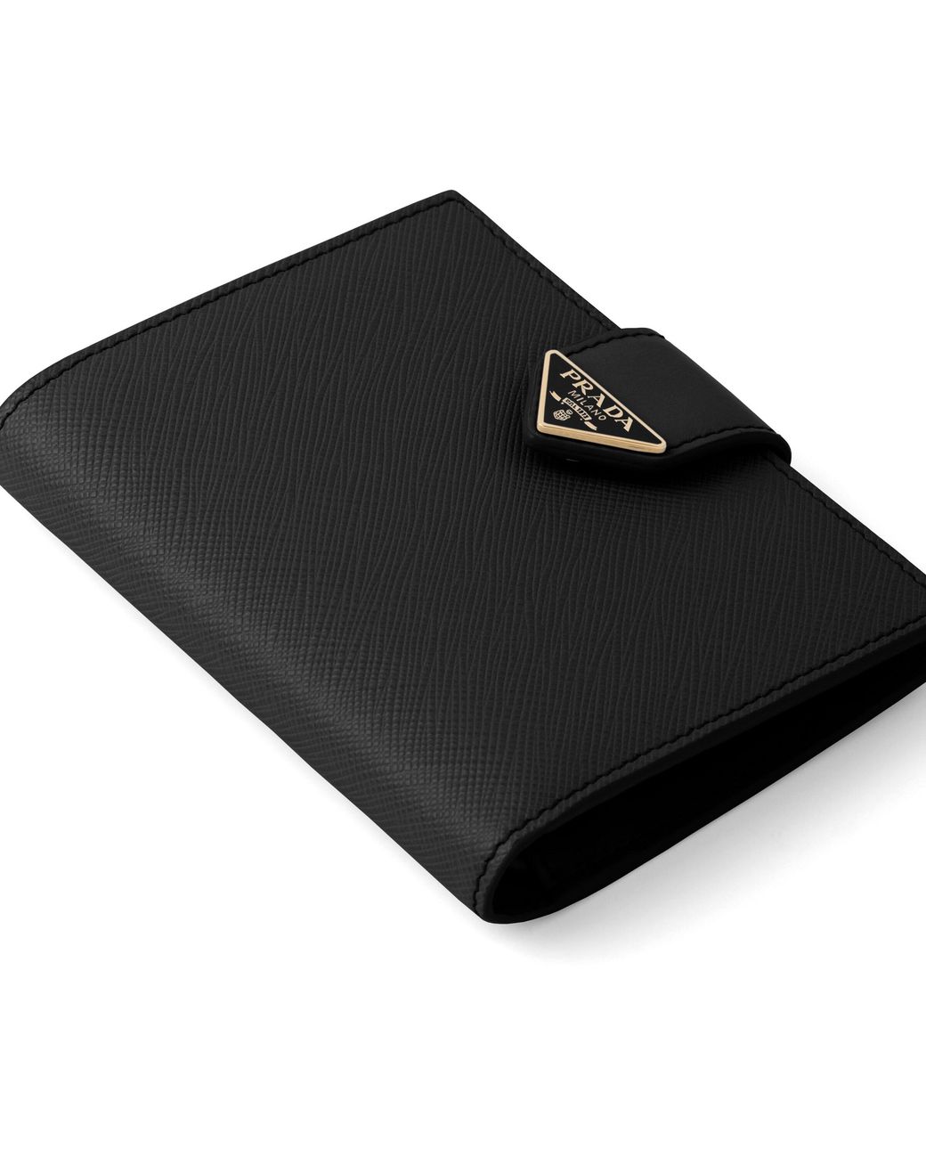 Prada Black Small Saffiano And Smooth Leather Wallet