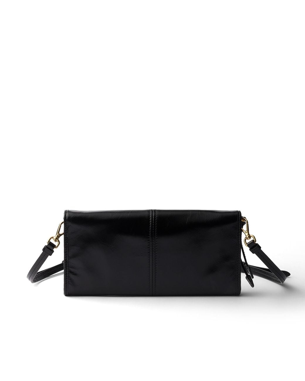 Prada Black Leather Wallet With Shoulder Strap