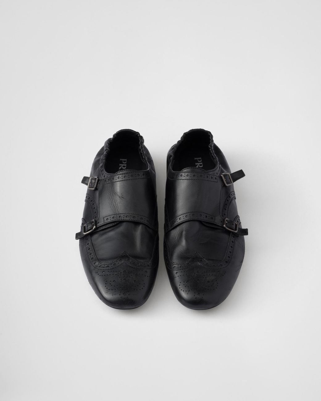 Prada Shuffle Double Monk Strap Shoes, Size 6,5 in White for Men