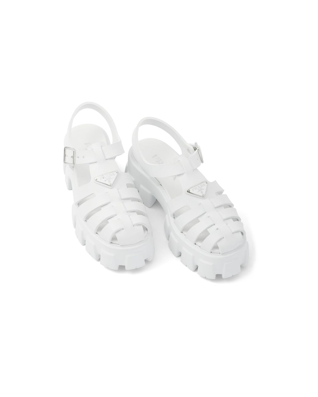Prada White Sandalen Monolith Aus Lederimitat
