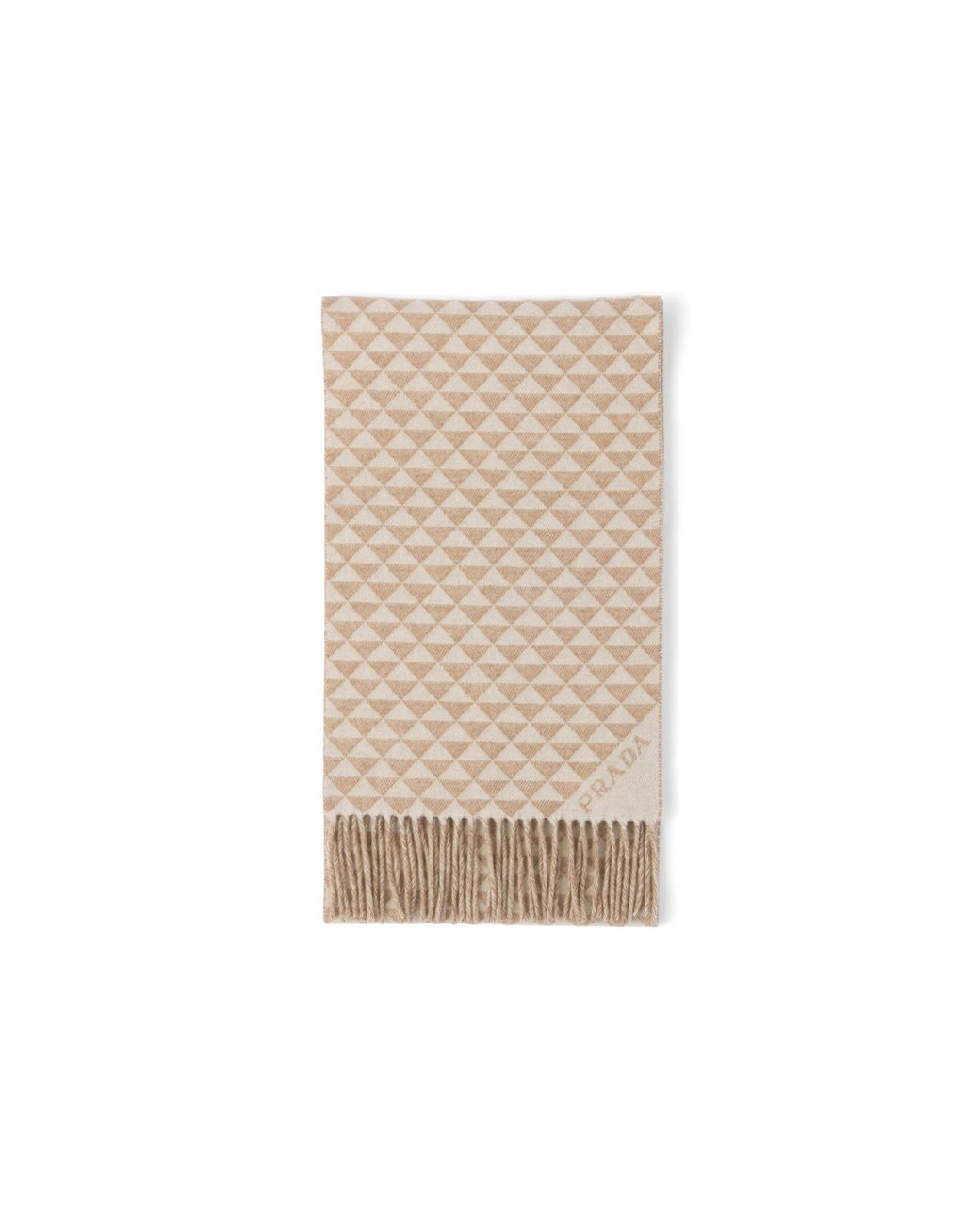 Prada Natural Symbole Double Wool And Cashmere Scarf