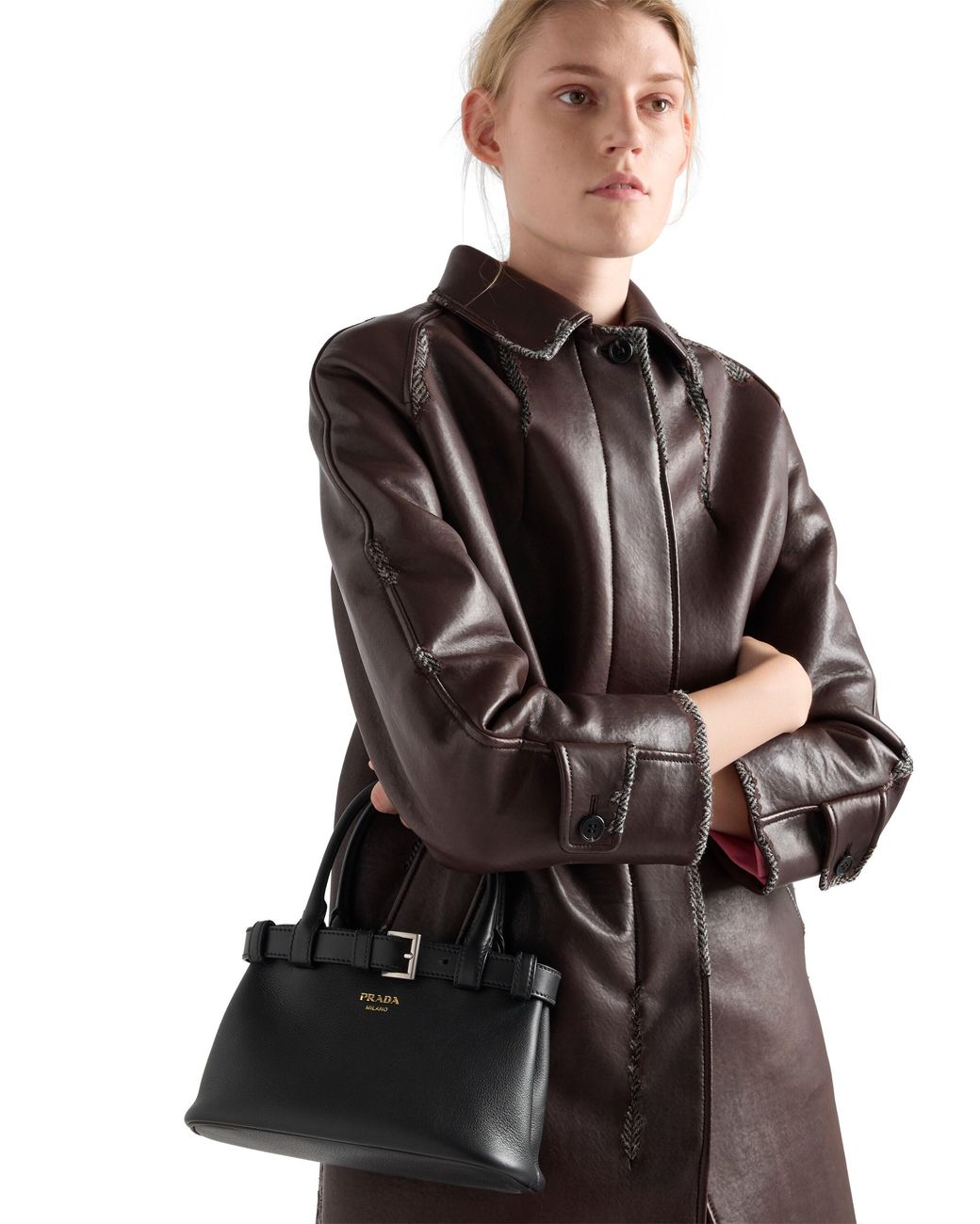 Borsa Buckle Small di Prada in Black