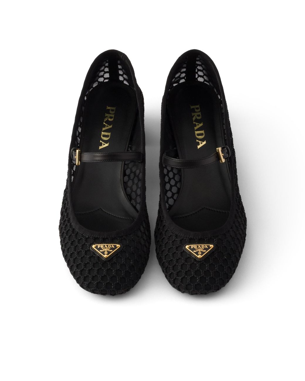 Prada Black Low Heel Mesh Fabric Ballerinas