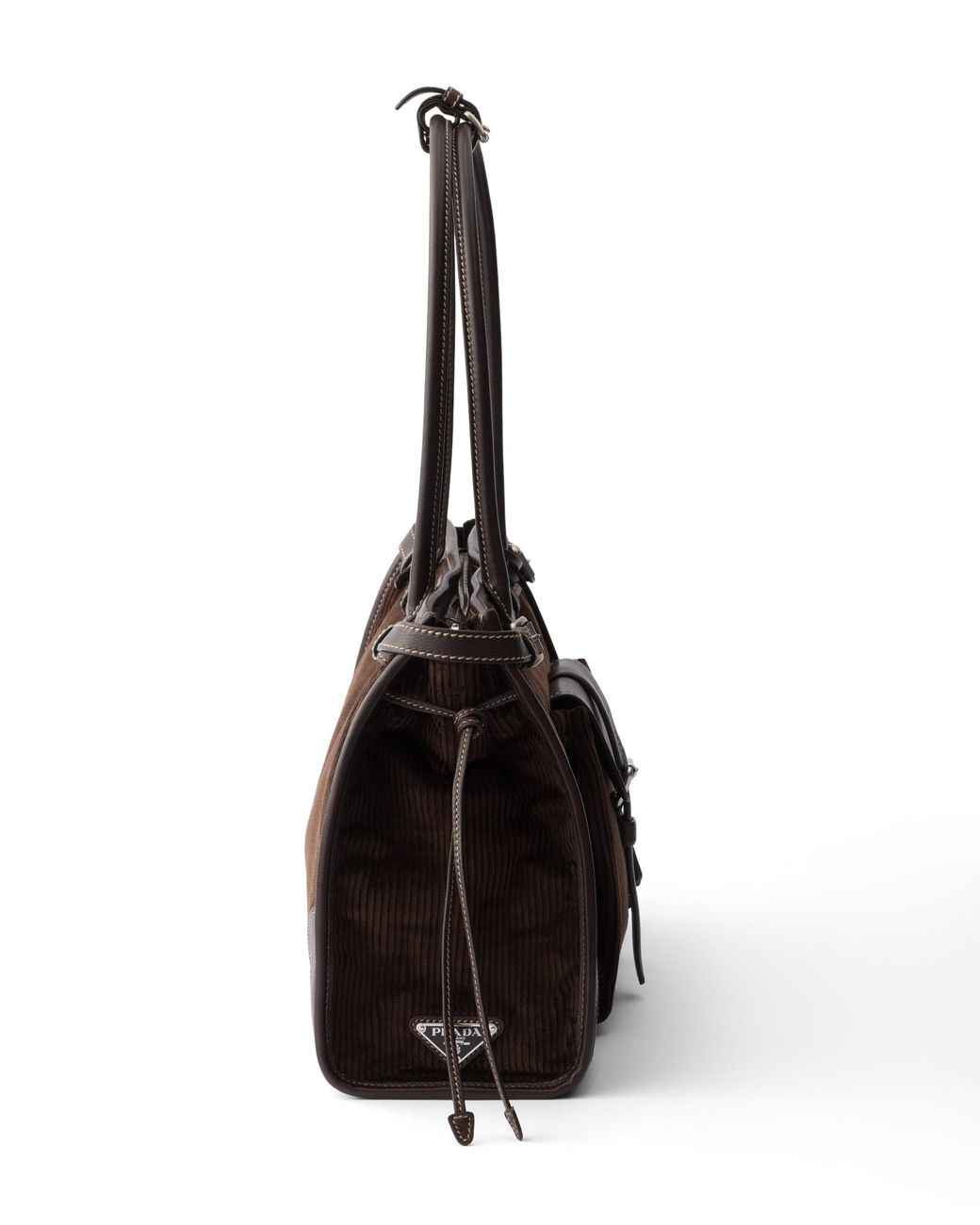 Prada Black Bonnie Large Corduroy And Leather Handbag