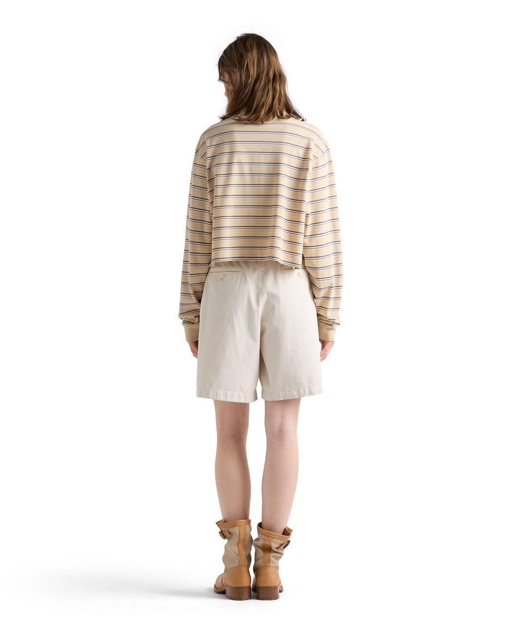 Prada White Striped Piqué Polo Shirt