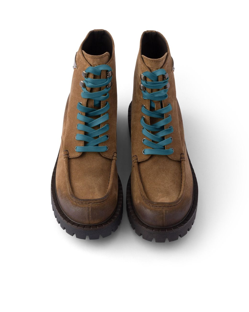 Prada Brown Aged Suede Lace-Up Ankle Boots, Size 5 for men