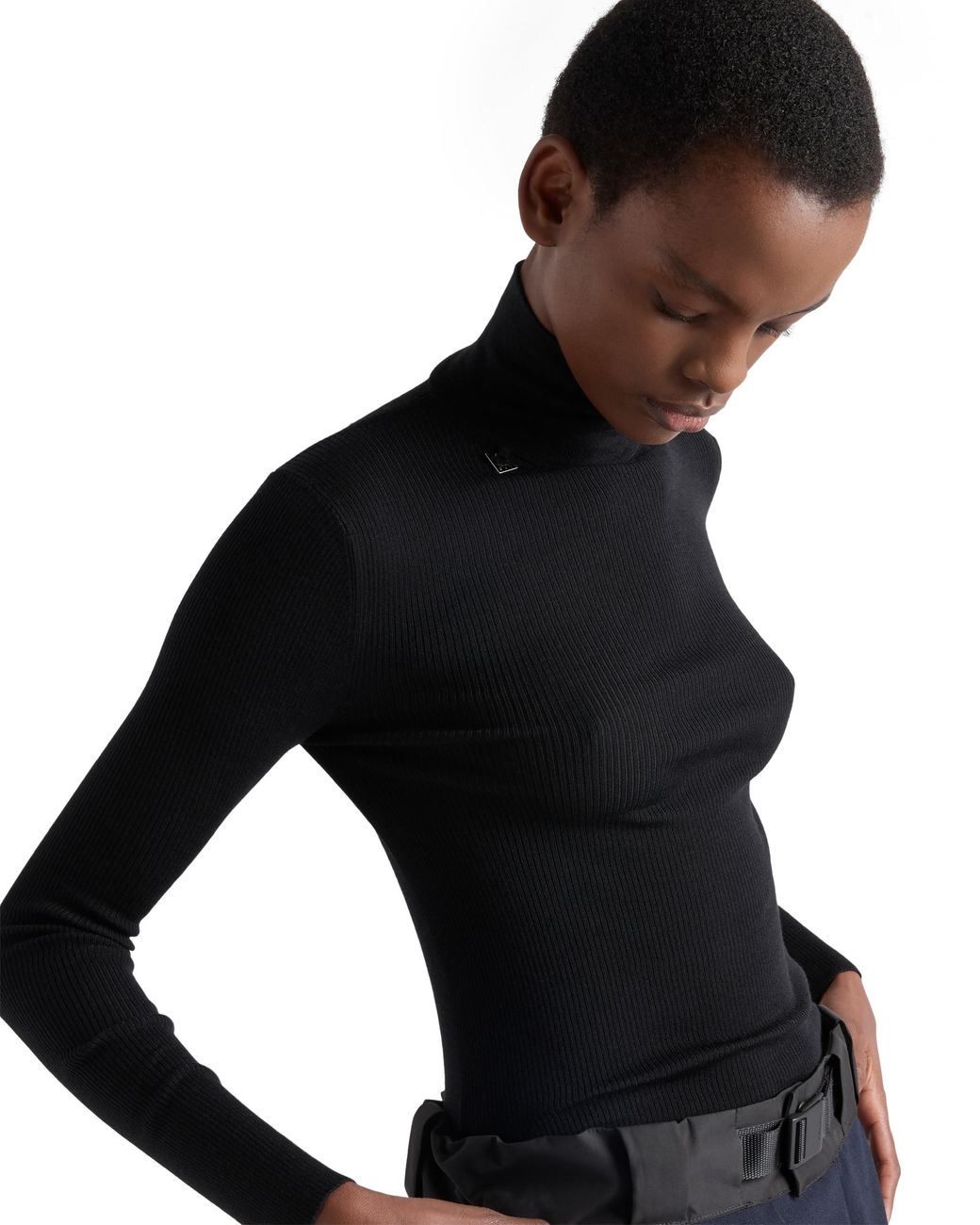 Jersey De Cuello Alto De Lana, Mujer, Talla Prada de color Black