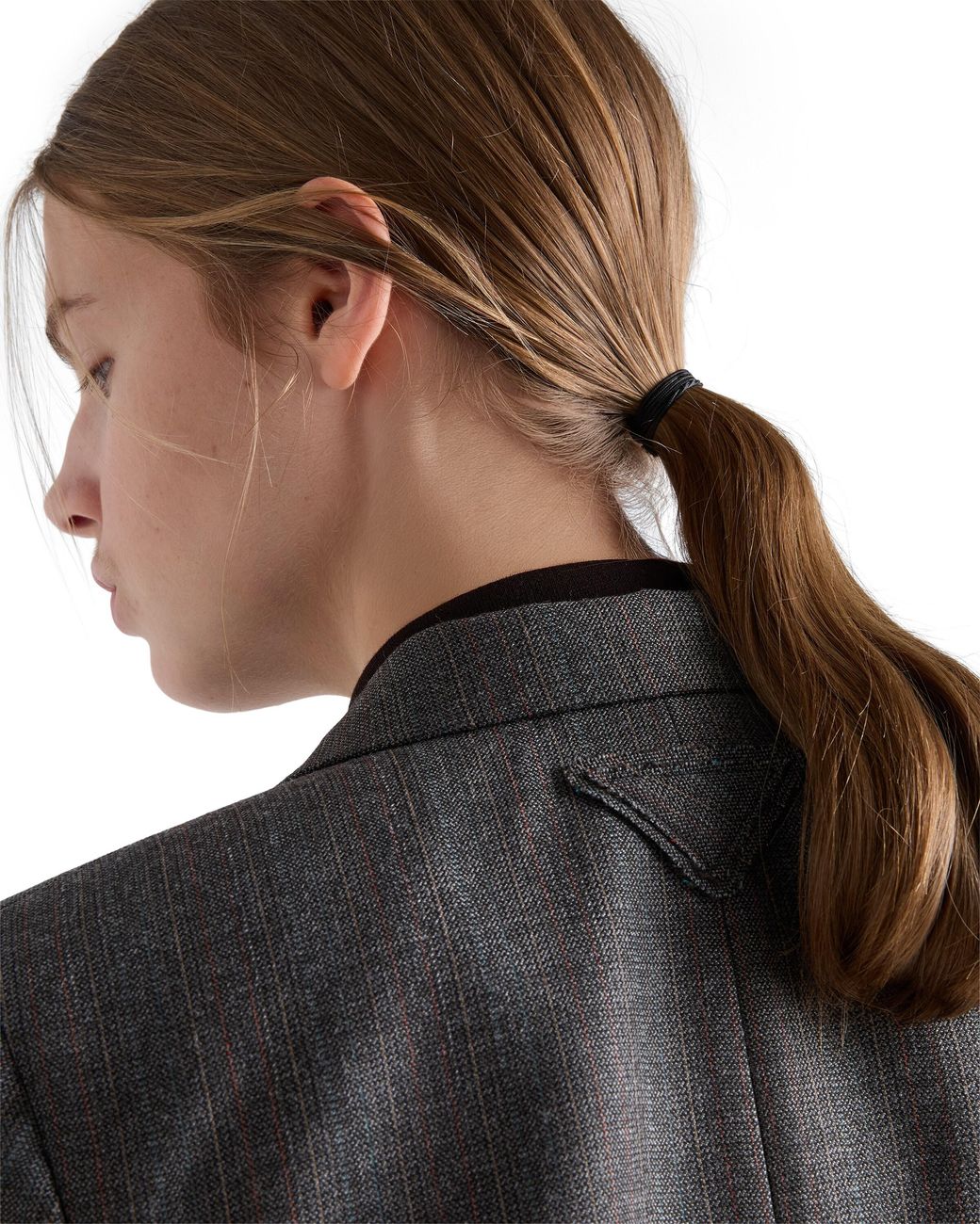 Prada Gray Double-Breasted Pinstriped Mouliné Wool Jacket