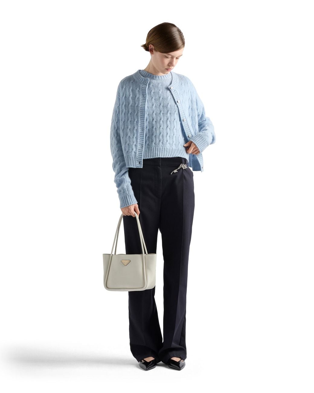 Prada Blue Cable-Knit Re-Cashmere Sweater