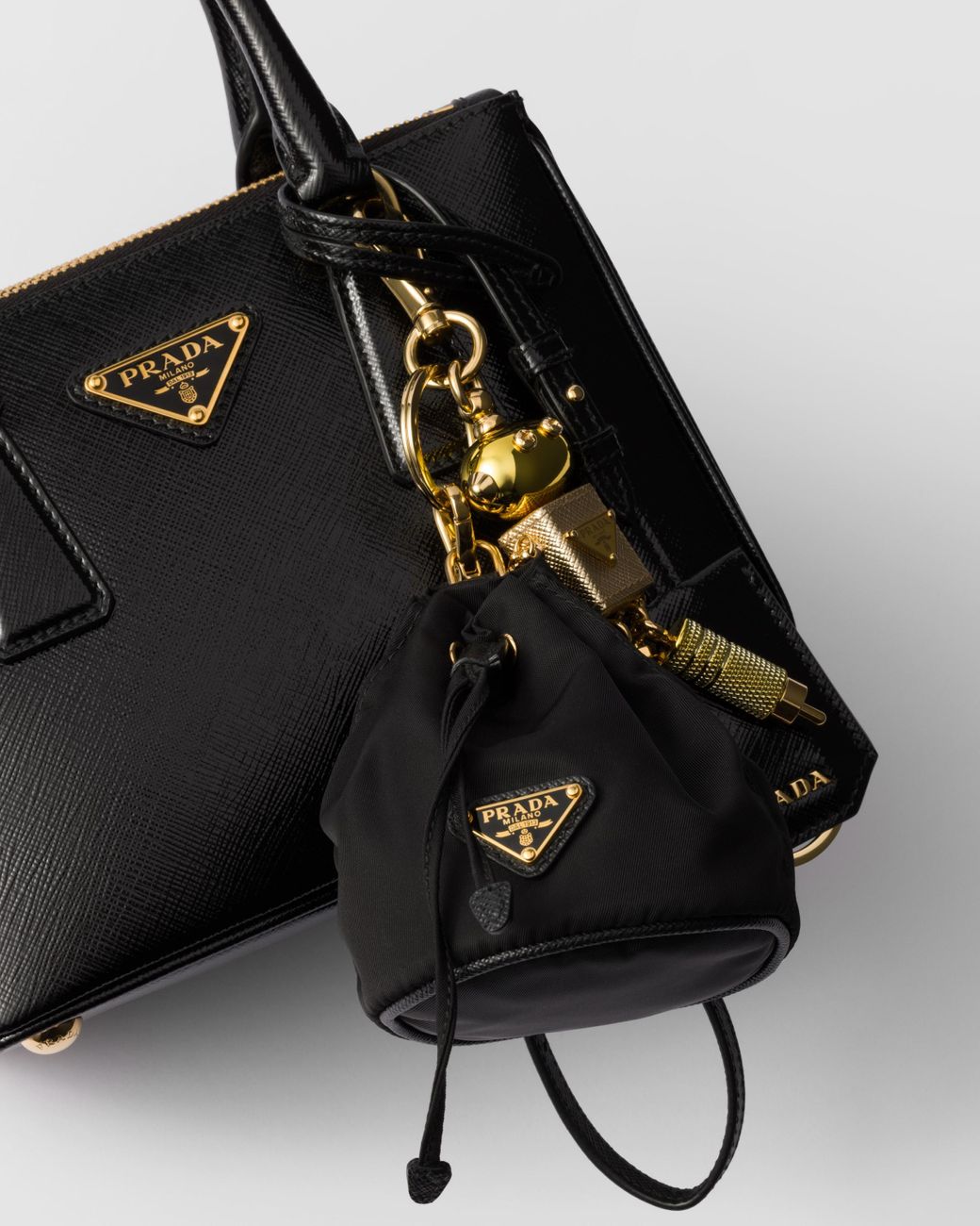 Prada Mini Icon Re Nylon Bag Charm in White Lyst UK