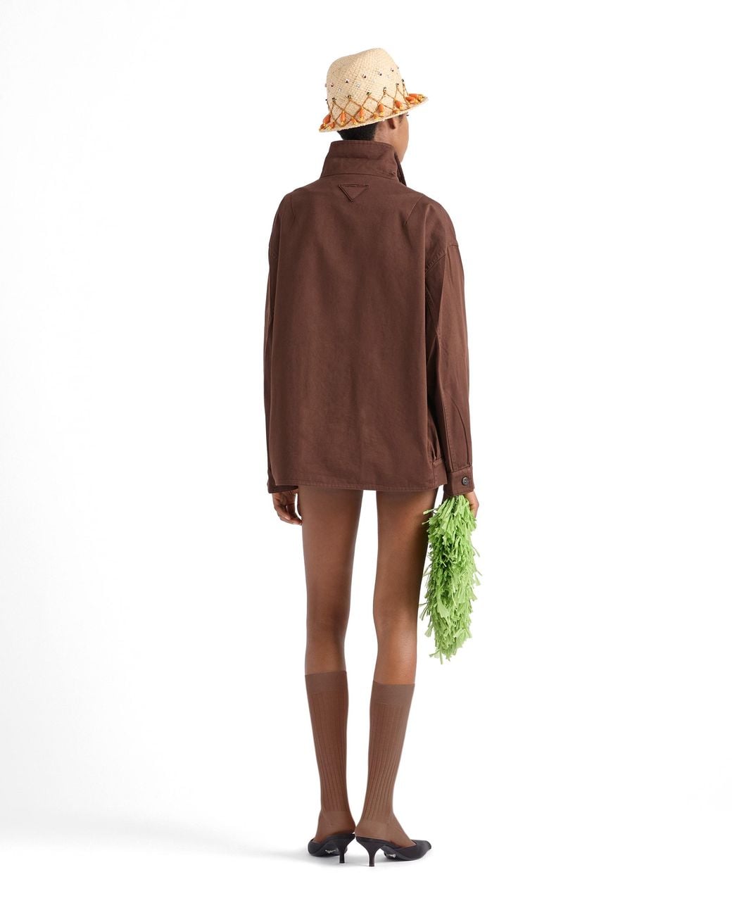 Prada Brown Old Gabardine Cotton Shirt Jacket