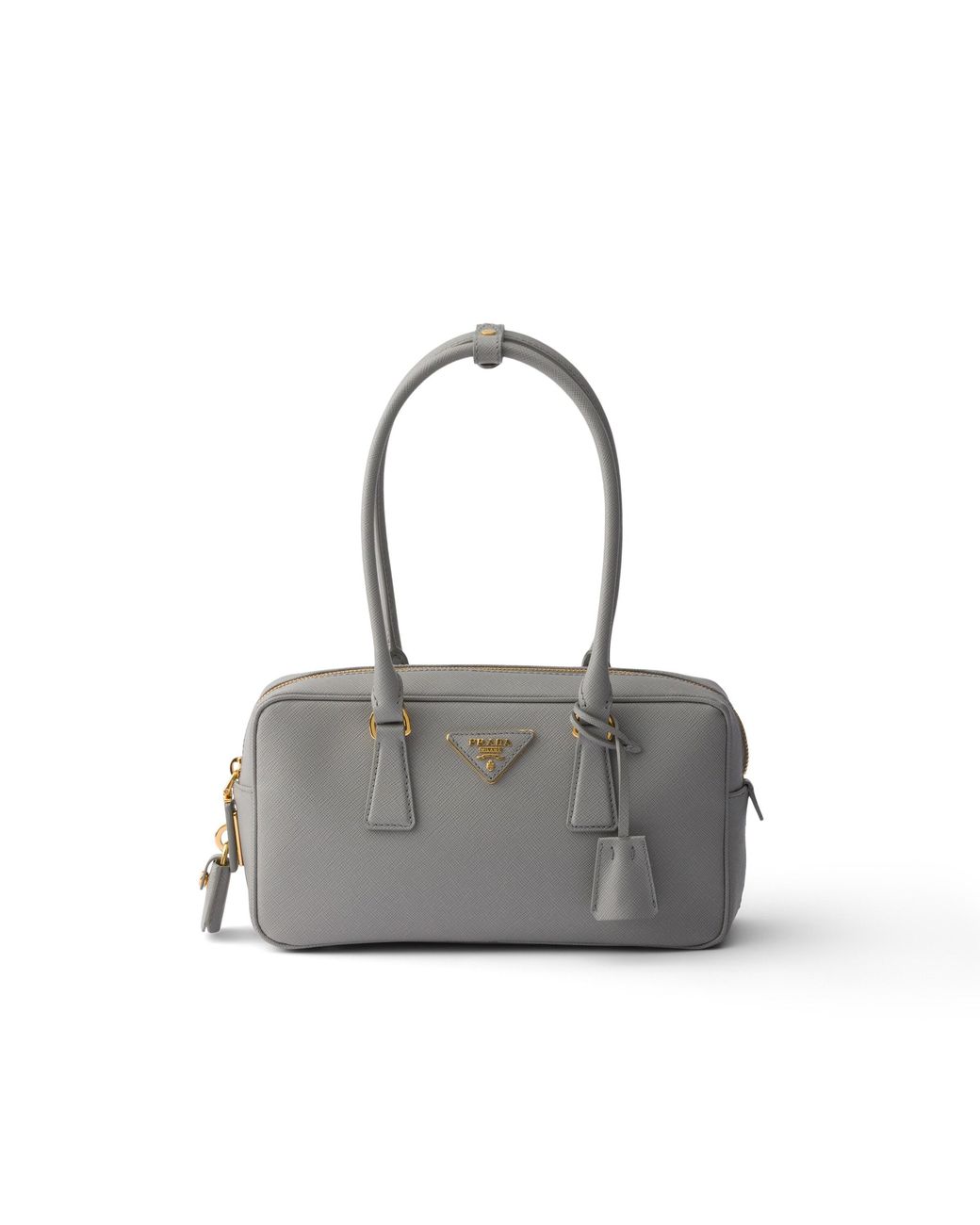 Prada Gray Small Saffiano Leather Top-Handle Bag, Cloudy