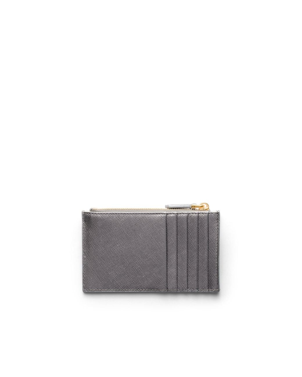 Prada Gray Saffiano Leather Card Holder