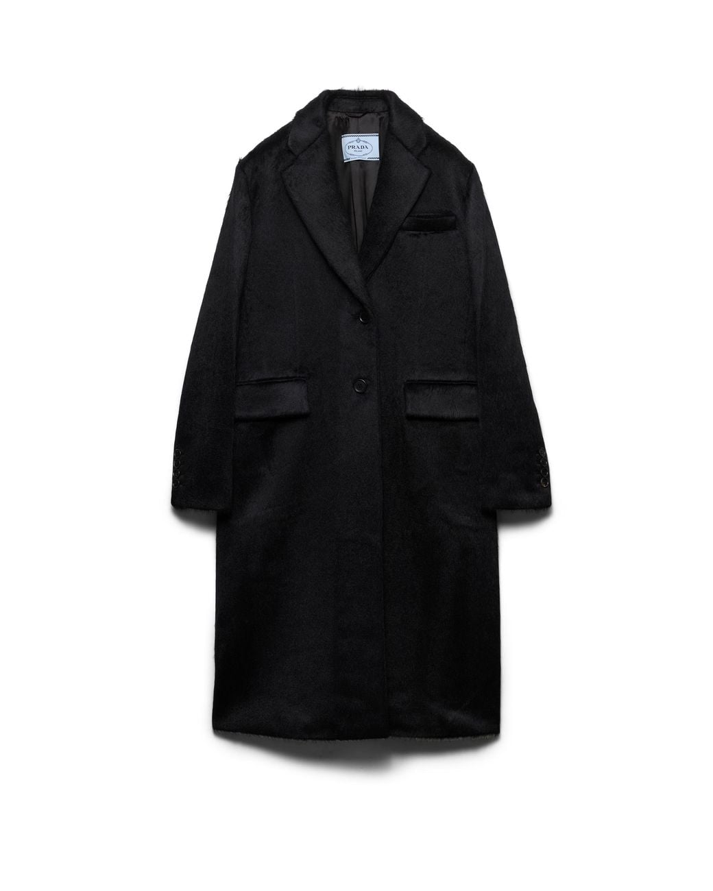 Prada Black Single-Breasted Velour Coat