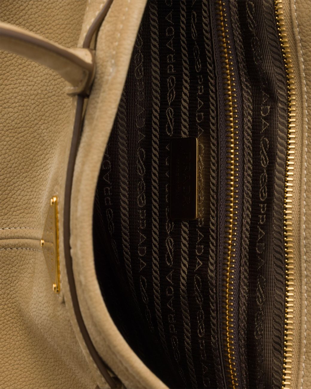 Prada Metallic Bonnie Large Nubuck Leather Handbag