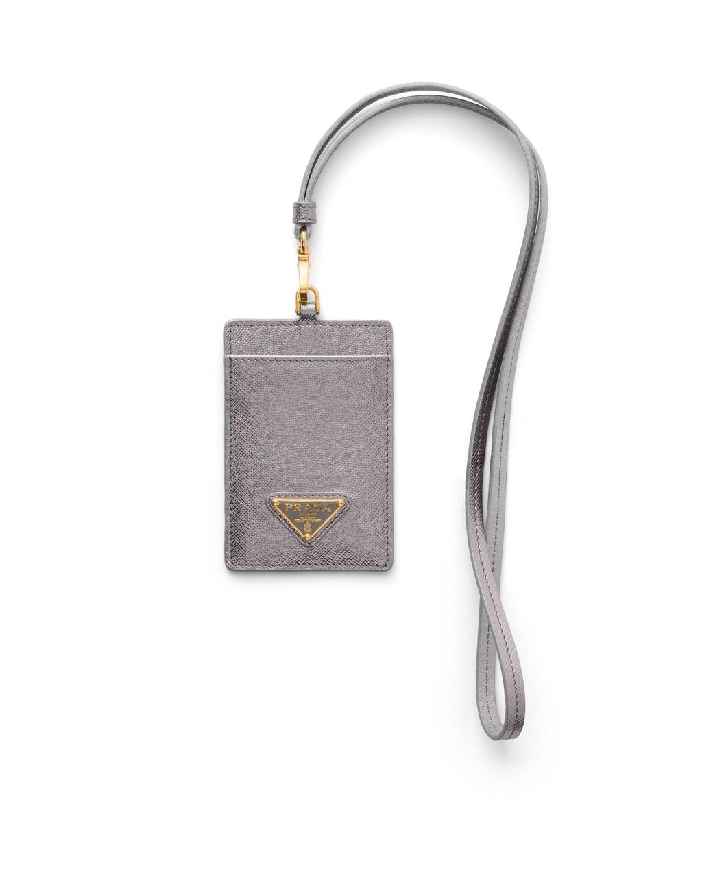Prada White Saffiano Leather Badge Holder