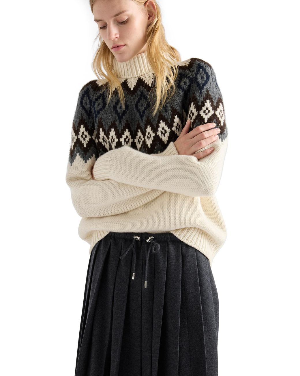 Jersey De Cuello Alto De Lana Y Cachemir, Mujer, Talla Prada de color Black