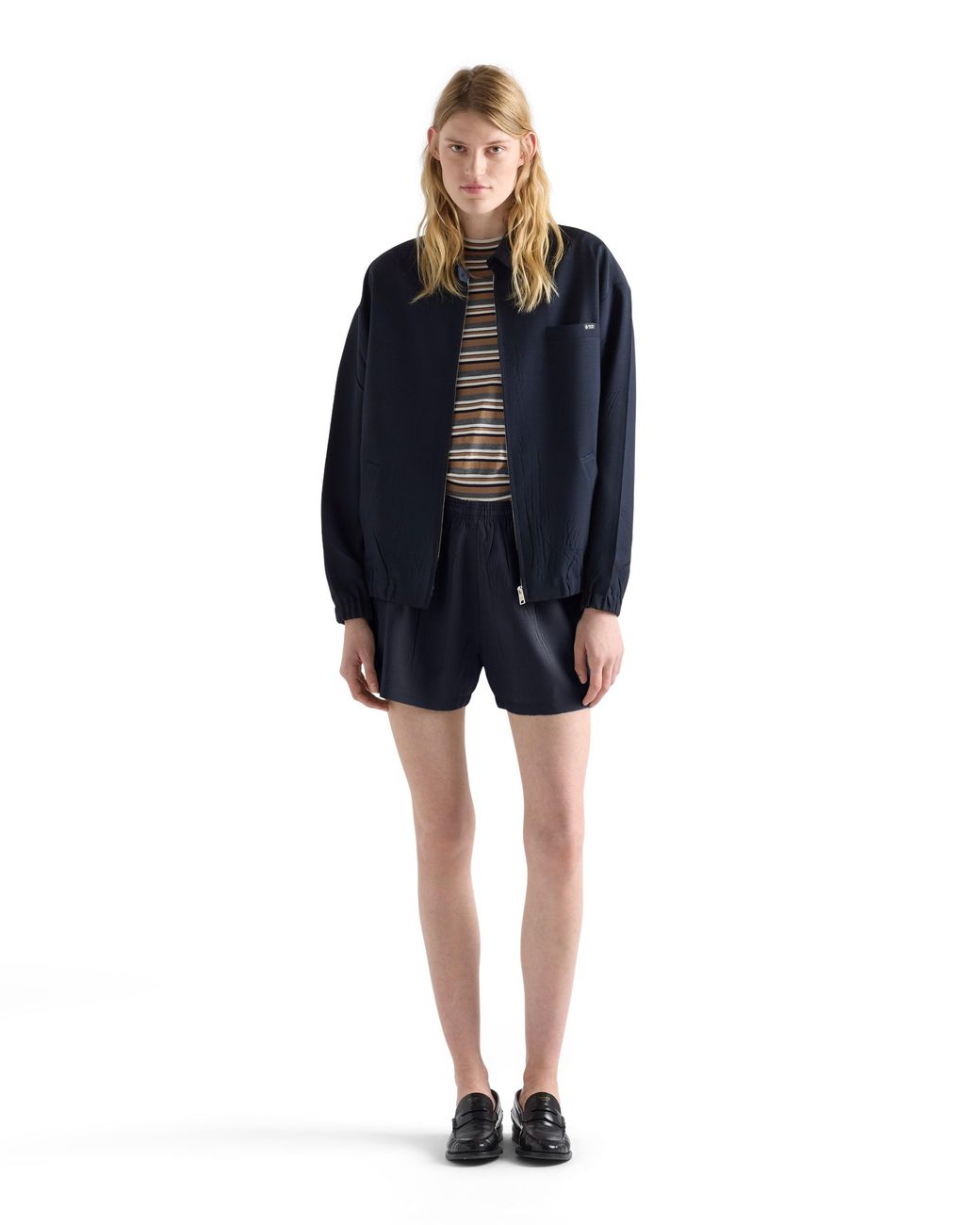 Prada Blue Mohair-Wool Blouson Jacket