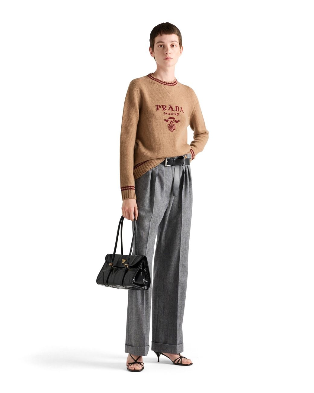 Pull À Logo En Intarsia Prada en coloris Brown