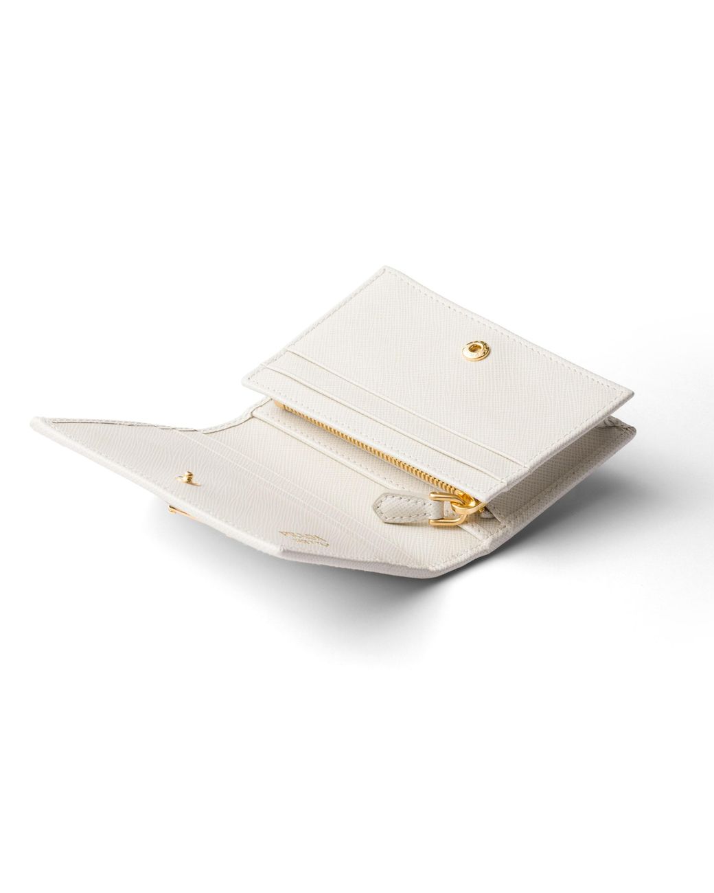 Prada White Small Saffiano Leather Wallet