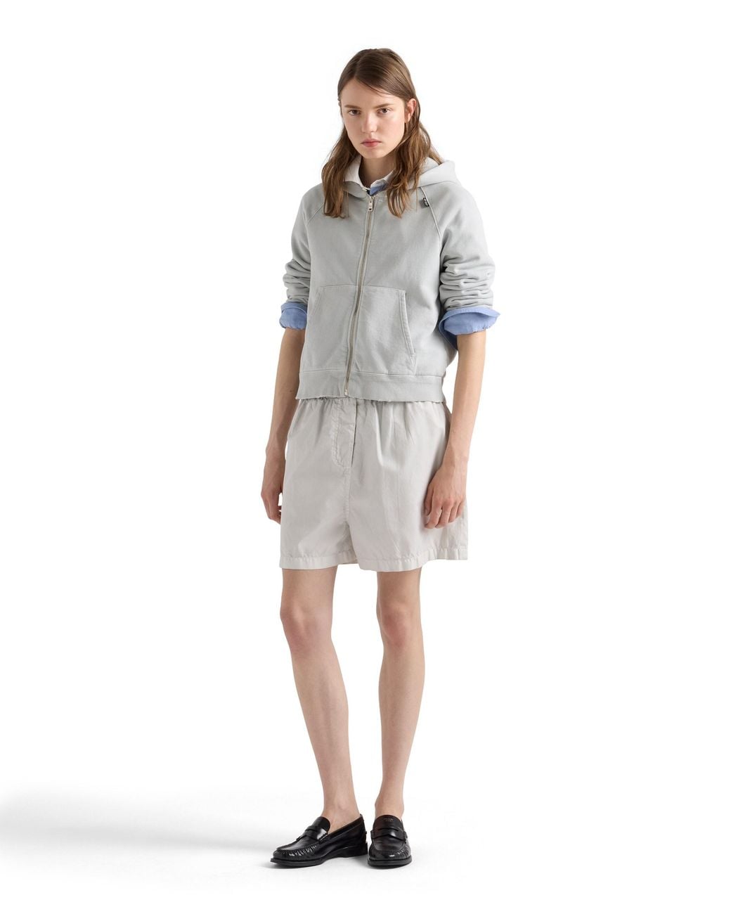 Prada Gray Cotton Hoodie Jacket