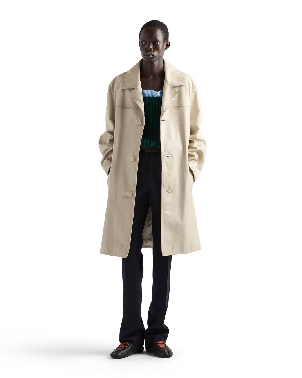 Prada Natural Leather Coat, Ivory for men