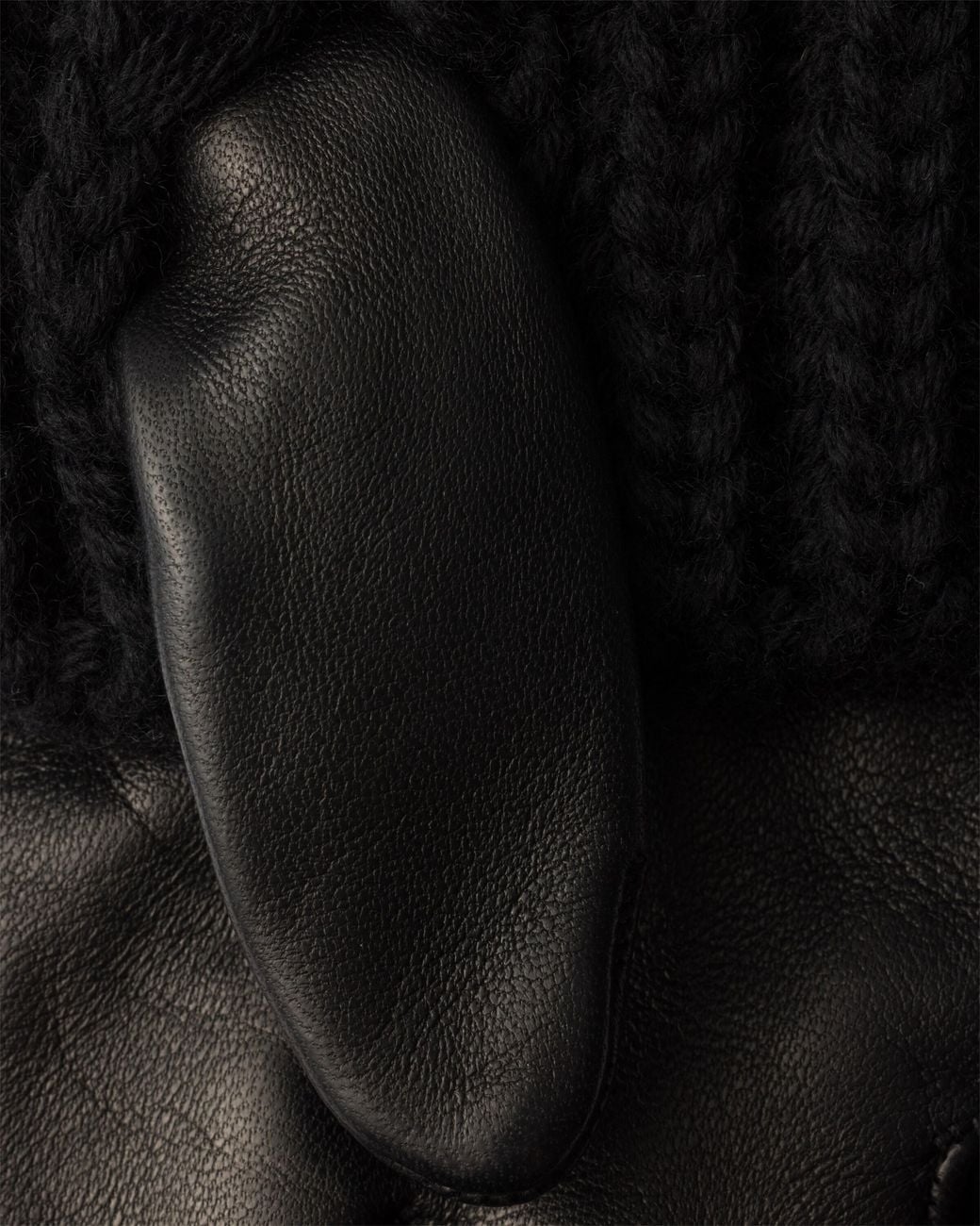 Prada Black Nappa Leather And Knit Gloves, Size 6,5