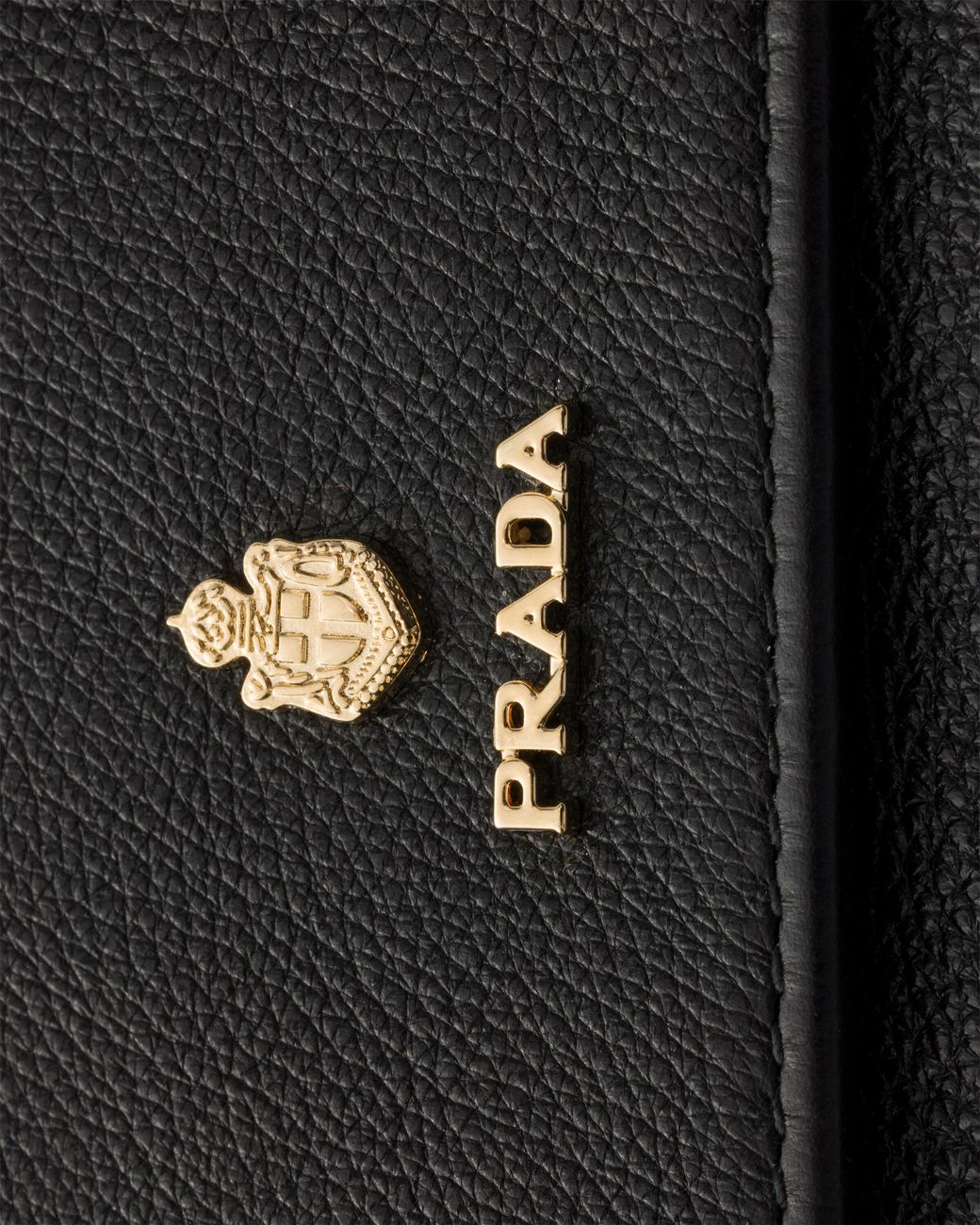 Prada Black Leather Wallet With Shoulder Strap