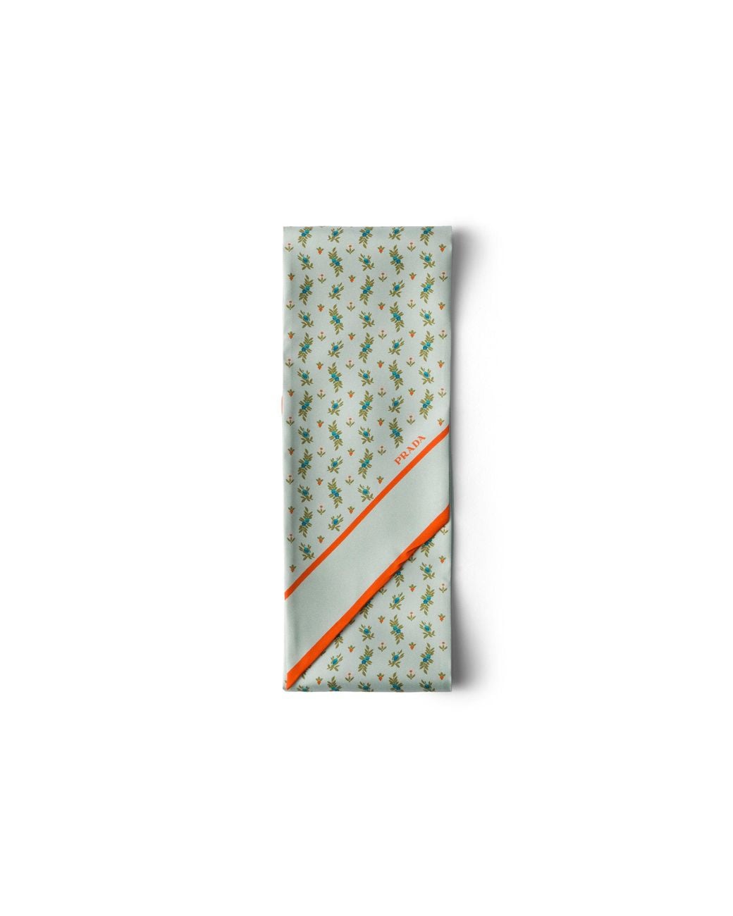 Prada Multicolor Printed Silk Twill Skinny Scarf, Chlorophyll