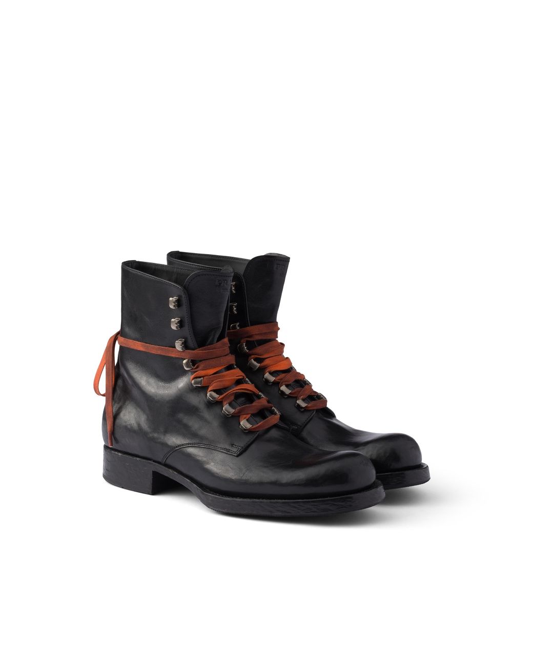 Prada Black Leather Laced Booties, Size 7 for men