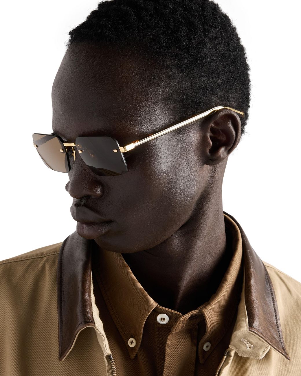 Prada Multicolor Sunglasses With The Iconic Metal Plaque, Color Earth for men