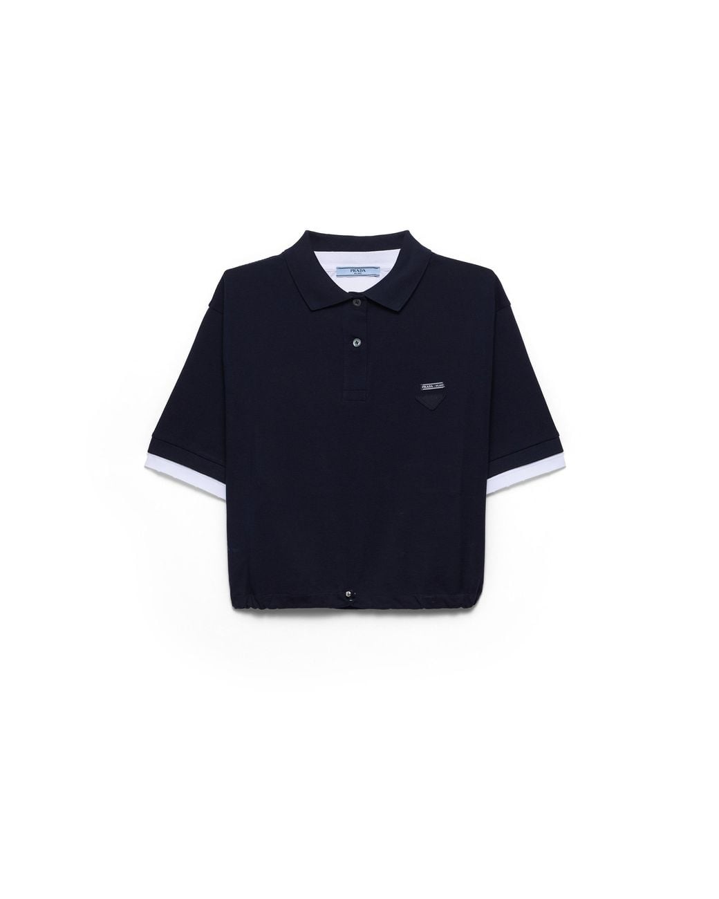 Prada Blue Piqué And Jersey Polo Shirt