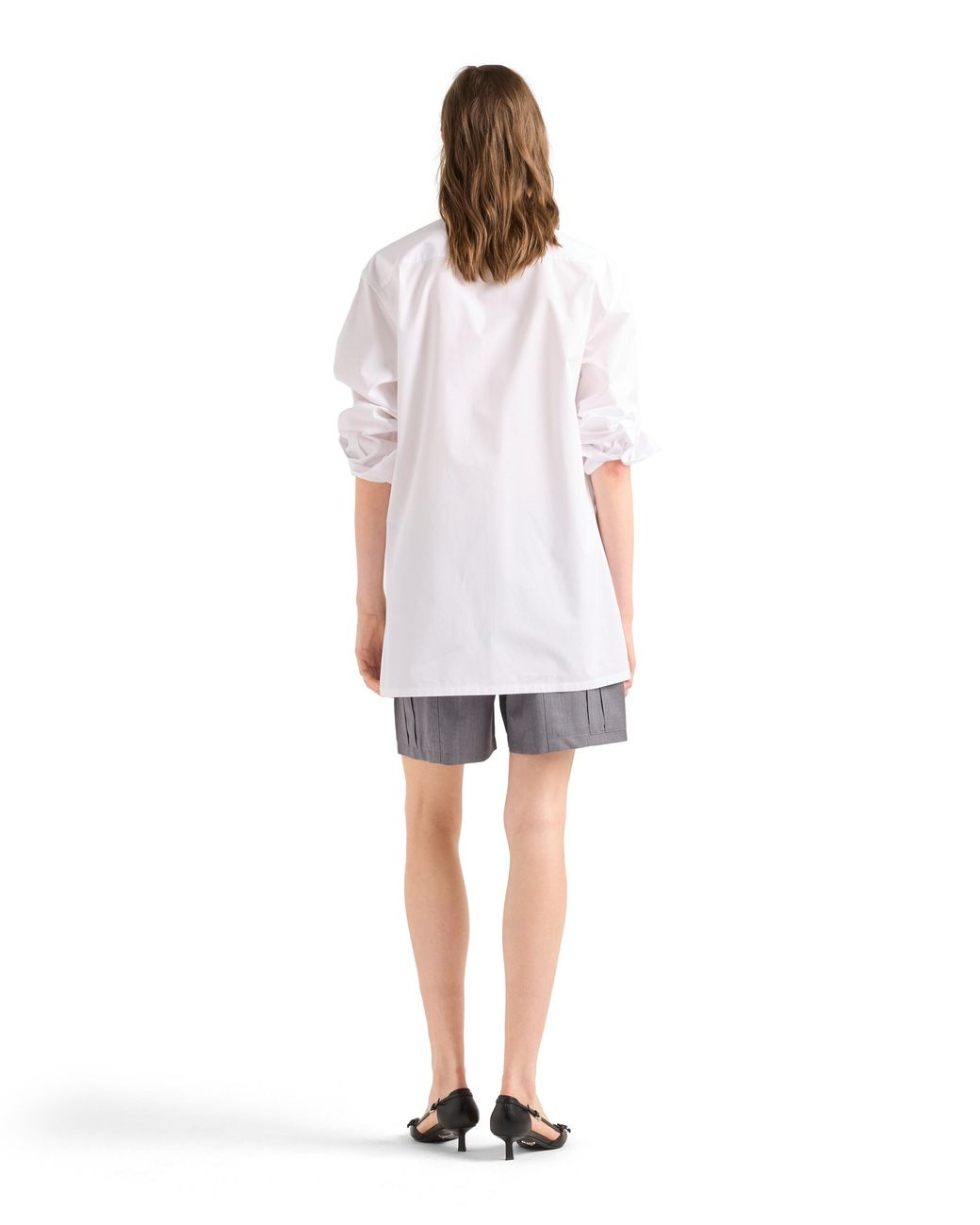 Prada White Embroidered Poplin Shirt